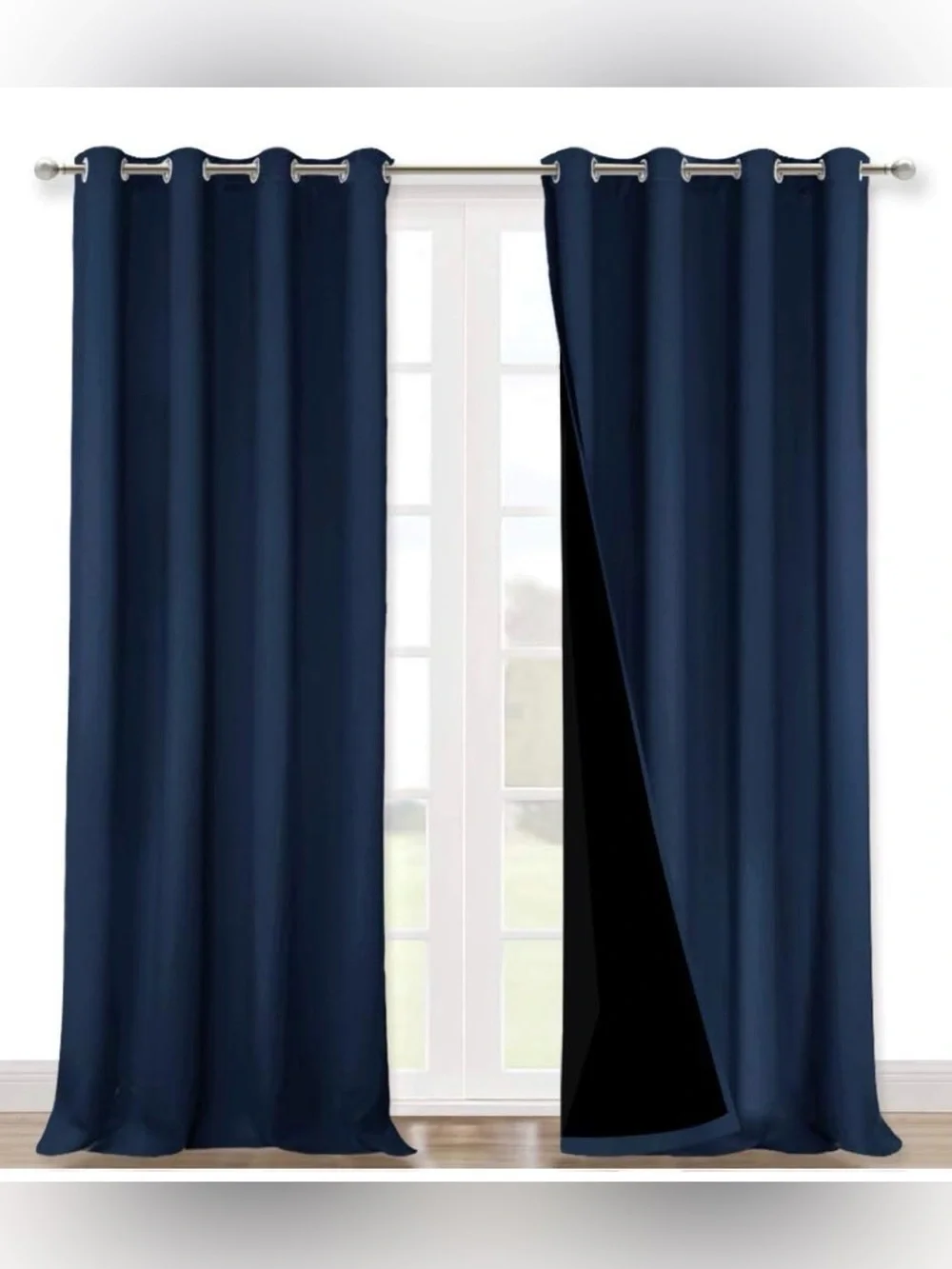 Navy Blue 52”W x 120” L 100% Blackout Curtains Thermal Insulated & Energy Eff